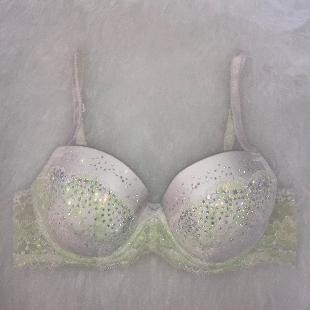 VS 34C Dream Angels Bra Lace & Rhinestone Lined Demi